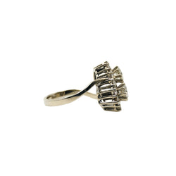 Bague double Marguerites en or blanc et diamants