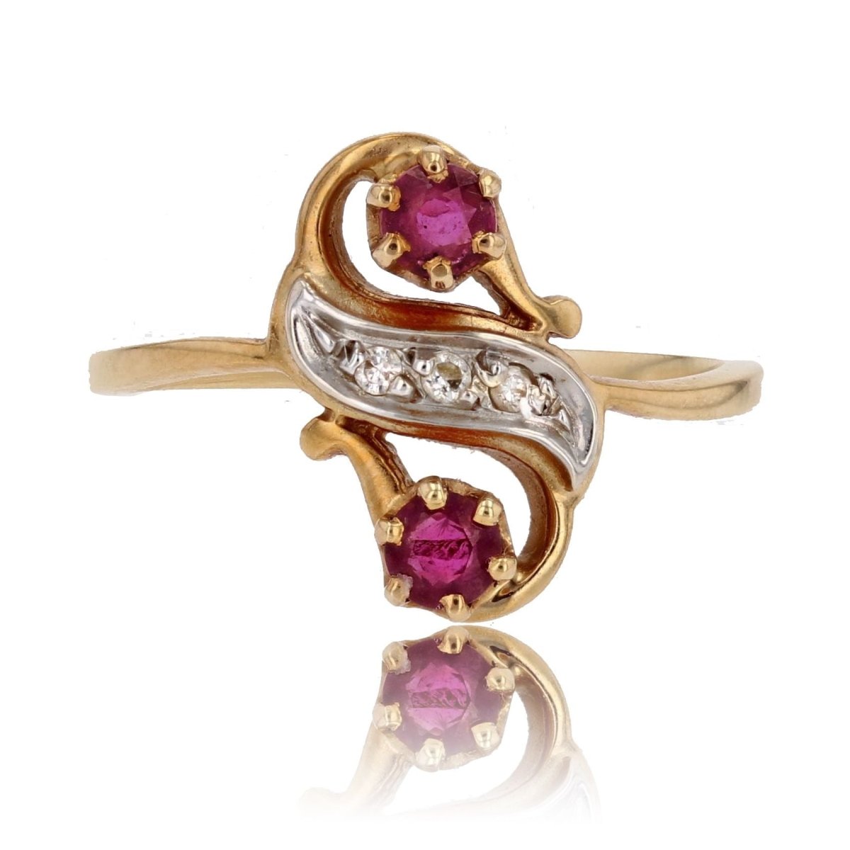 Bague duo rubis diamants - Castafiore
