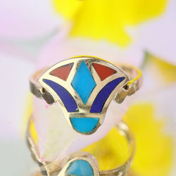 Bague égyptienne en or jaune et émail - Castafiore