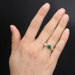 Bague émeraude cabochon et diamants - Castafiore