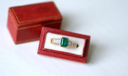 Bague Emeraude et Diamant Princesse sur Or Jaune - Castafiore