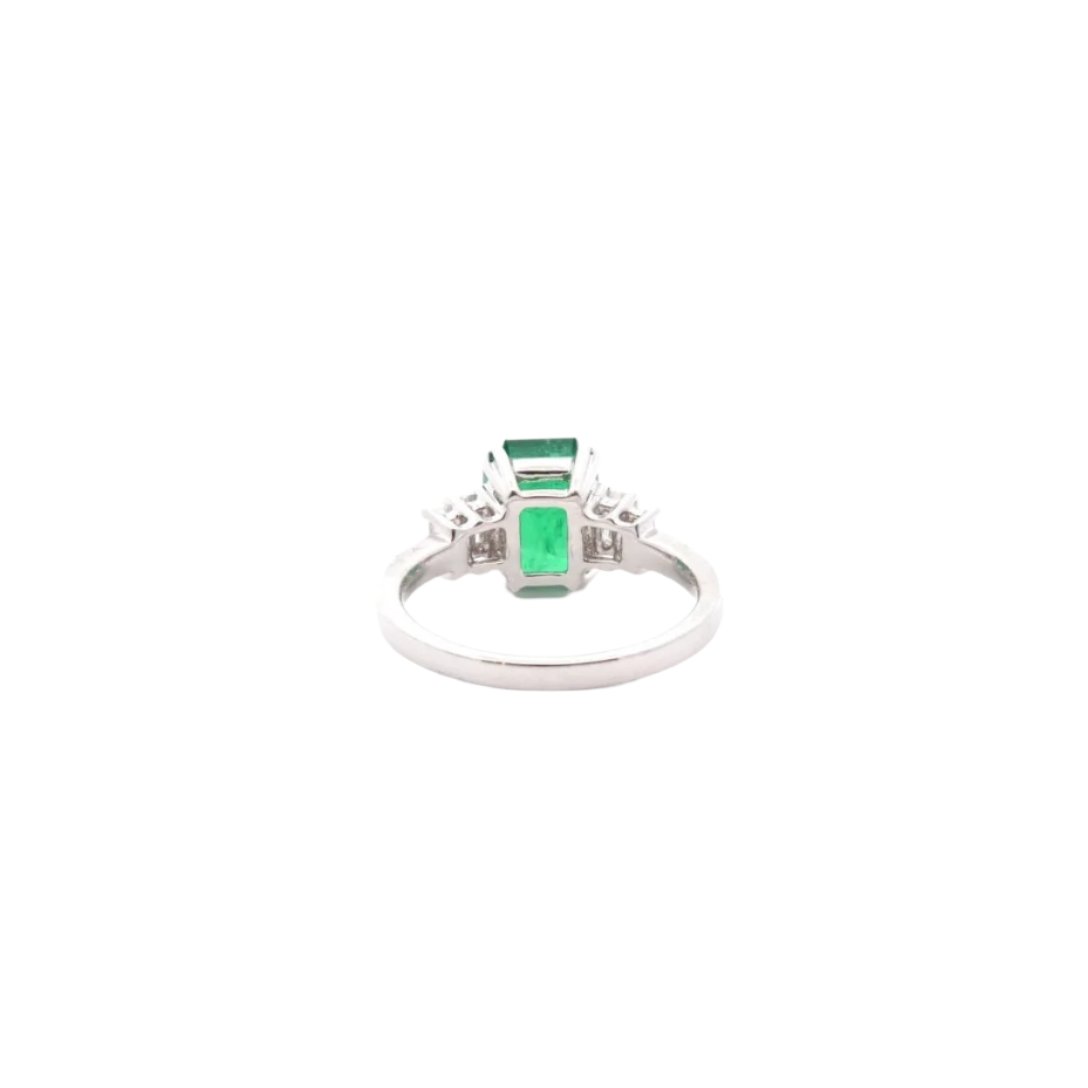 Bague Émeraude et Diamants en Or Blanc 18k - Castafiore