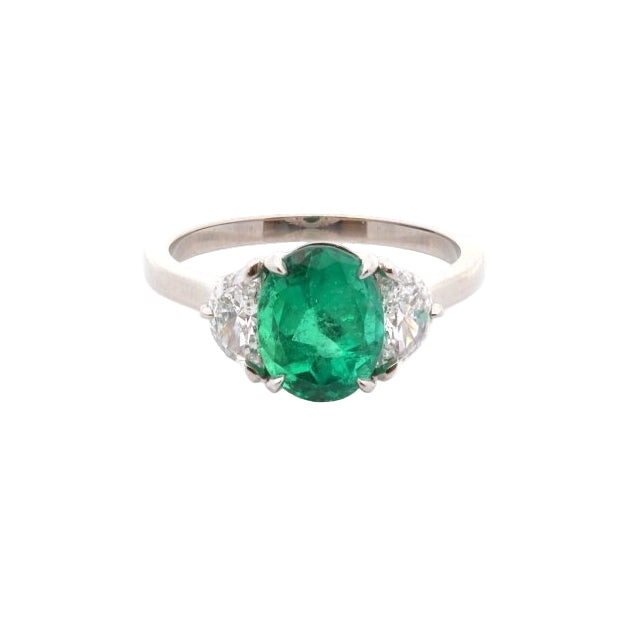 Bague Émeraude et diamants en platine - Castafiore