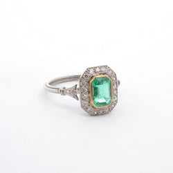 Bague émeraude et diamants en platine - Castafiore