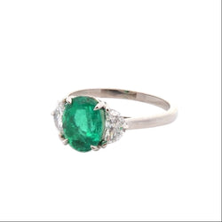 Bague Émeraude et diamants en platine - Castafiore