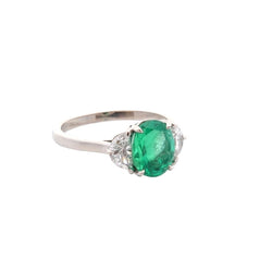 Bague Émeraude et diamants en platine - Castafiore