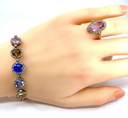 Bague en or 18 carats en topaze rose et diamants . Epoque Napoléon III - Castafiore