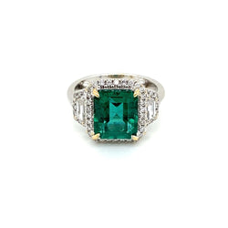 Bague en or avec émeraude non traitée de 3,33 carats certifiée par le Domaine - Castafiore