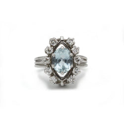 Bague en or blanc, aigue - marine et diamants - Castafiore