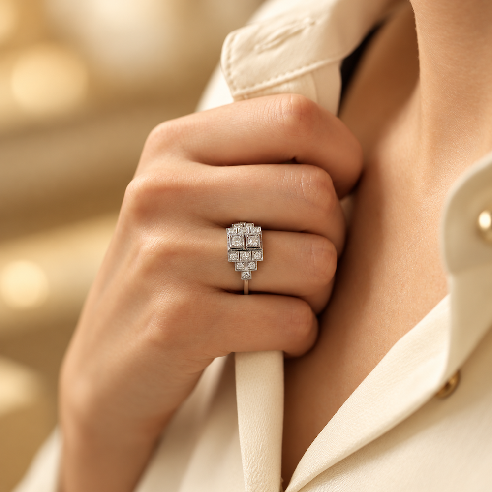 Bague en or blanc et diamants - Castafiore