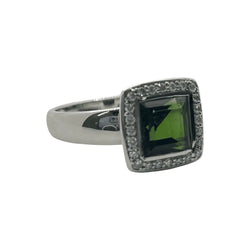 Bague en or blanc et tourmaline verte - Castafiore