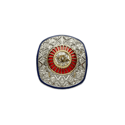 Bague en or blanc, or jaune, émail et diamants - Castafiore