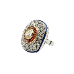 Bague en or blanc, or jaune, émail et diamants - Castafiore