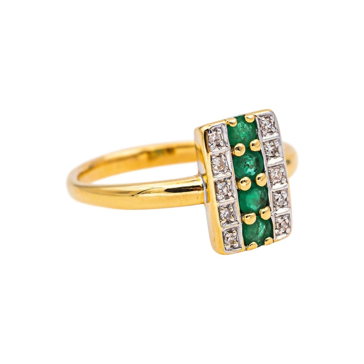 Bague en or blanc, or jaune, émeraudes et diamants - Castafiore