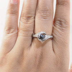 Bague en or blanc, perle de Tahiti et diamants - Castafiore
