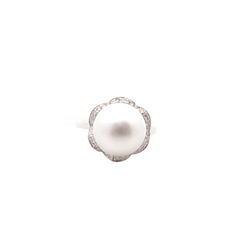 Bague en or blanc, perles et diamants - Castafiore