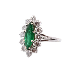 Bague en or blanc, platine, émeraude, et diamants - Castafiore