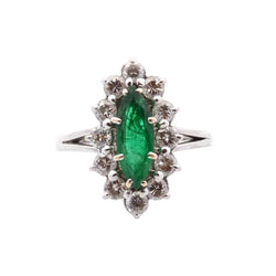 Bague en or blanc, platine, émeraude, et diamants - Castafiore