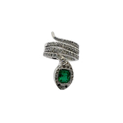 Bague en or blanc, rubis, émeraude et diamants - Castafiore