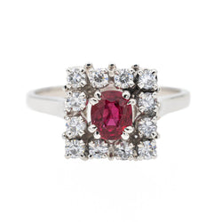 Bague en or blanc, rubis et diamant - Castafiore