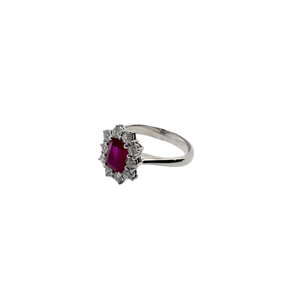 Bague en or blanc, rubis et diamants - Castafiore