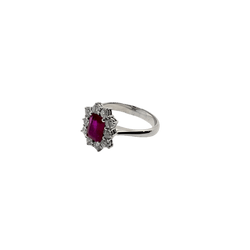 Bague en or blanc, rubis et diamants - Castafiore