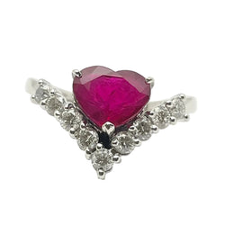 Bague en or blanc, rubis et diamants - Castafiore