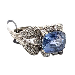 Bague en or blanc, saphir et diamants - Castafiore