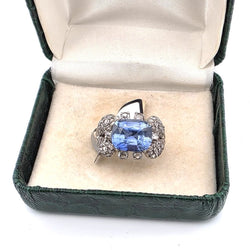 Bague en or blanc, saphir et diamants - Castafiore