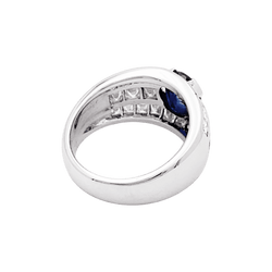 Bague en or blanc, saphir et diamants - Castafiore