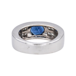 Bague en or blanc, saphir et diamants - Castafiore