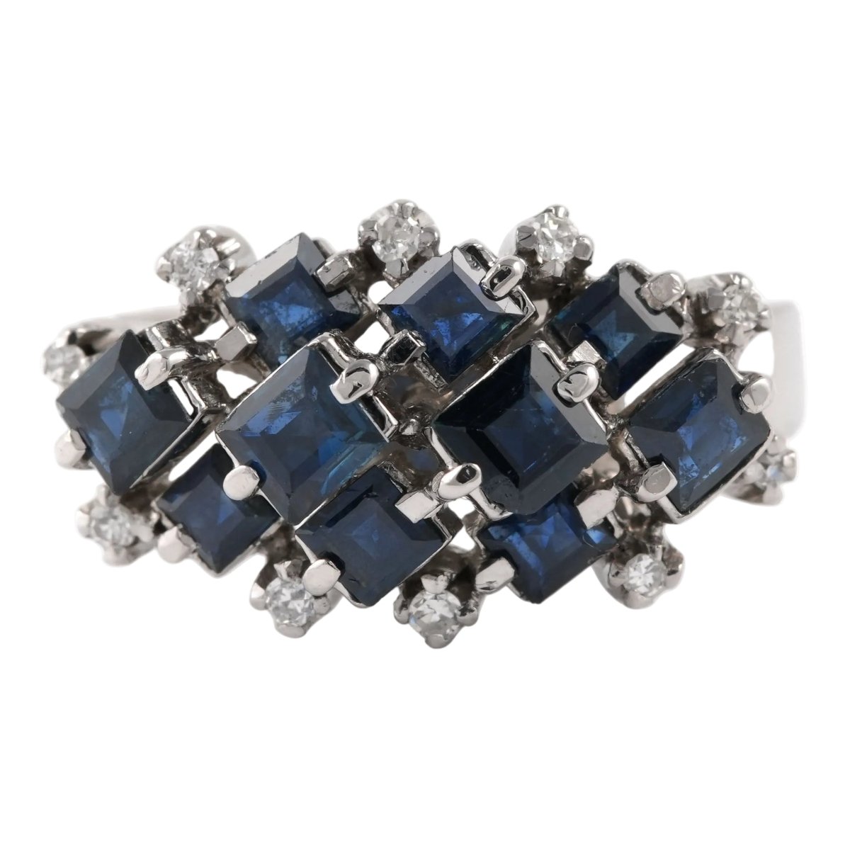 Bague en or blanc, saphirs et diamants - Castafiore