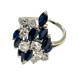 Bague en or blanc, saphirs, et diamants - Castafiore