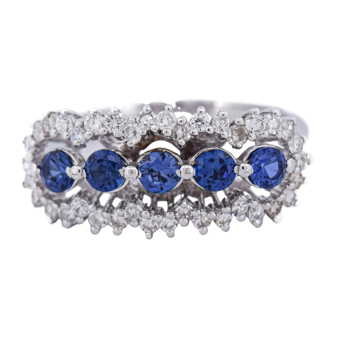 Bague en or blanc, saphirs et diamants - Castafiore
