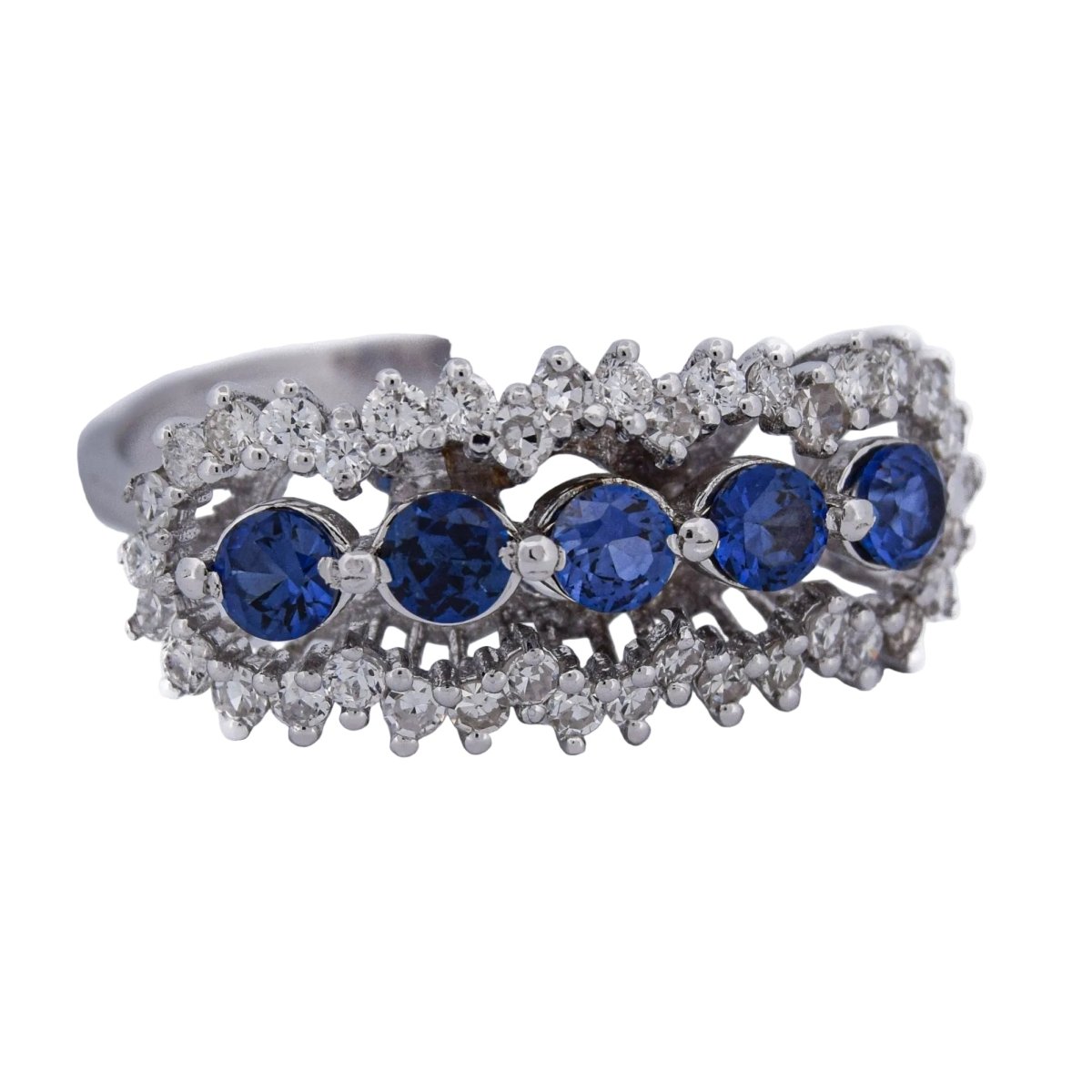 Bague en or blanc, saphirs et diamants - Castafiore