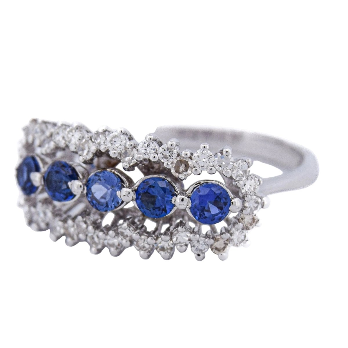 Bague en or blanc, saphirs et diamants - Castafiore