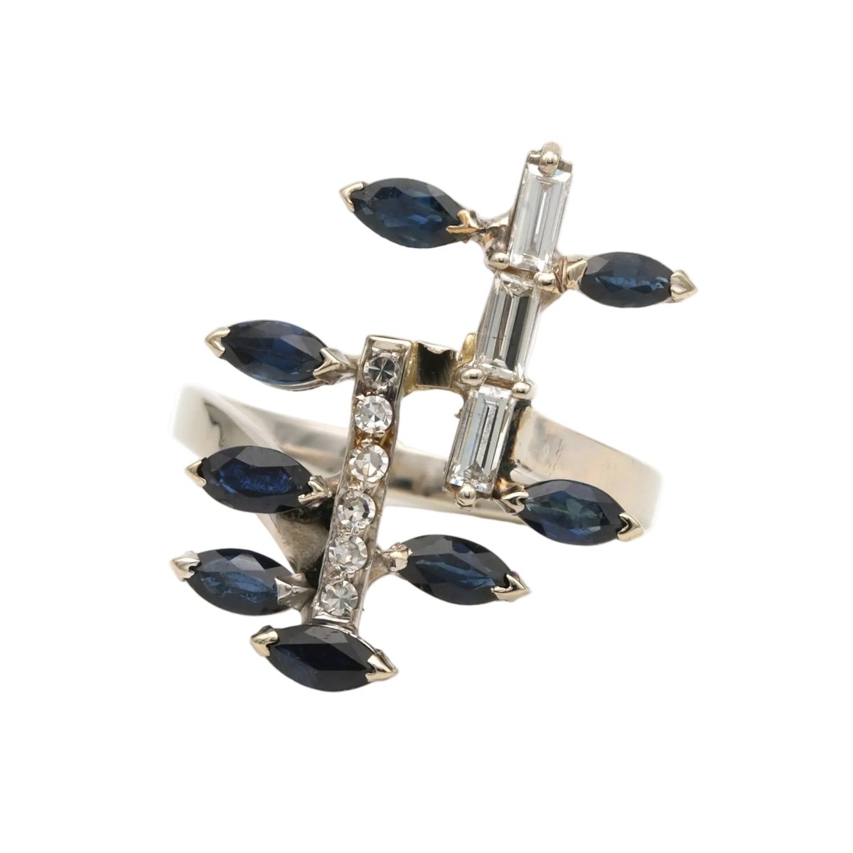 Bague en or blanc, saphirs et diamants - Castafiore