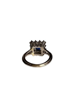 Bague, en Or Gris 18k, platine, saphir et diamants