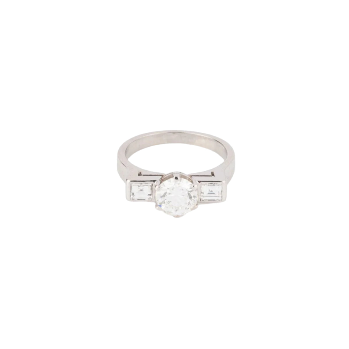 Bague en or gris centrée d’un diamant taille moderne - Castafiore