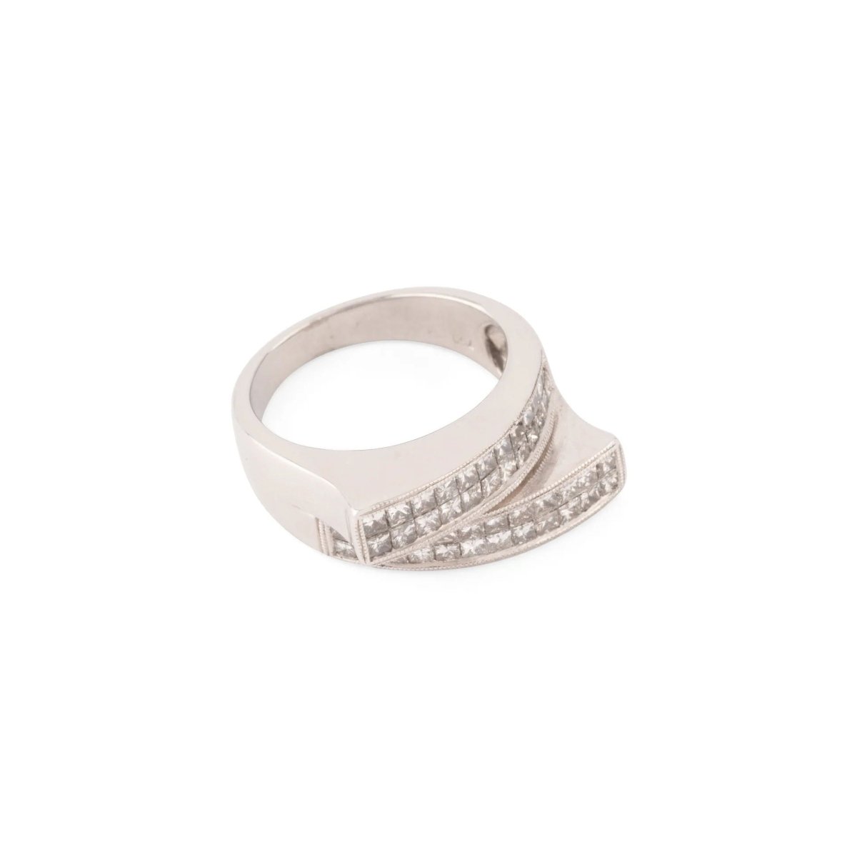 Bague en or gris design en diamant taille princesse - Castafiore