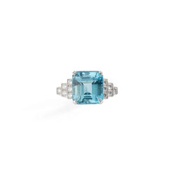 Bague en or gris et aigue - marine - Castafiore
