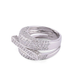 Bague en or gris et diamants asymétrique - Castafiore