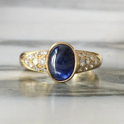 Bague en or jaune 18 carats saphir et diamants - Castafiore