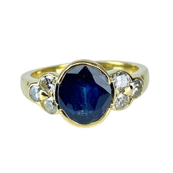 Bague en or jaune 18 carats, saphir et diamants - Castafiore