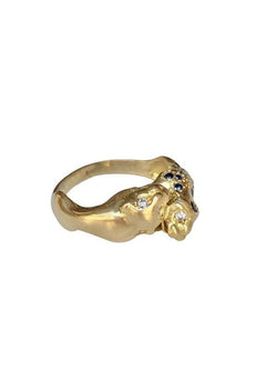 Bague en or jaune 18k représentant l'union de deux panthères - Castafiore