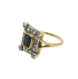 Bague en or jaune, argent, saphir, et diamants - Castafiore