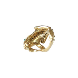 Bague en or jaune, émeraude, et diamants - Castafiore