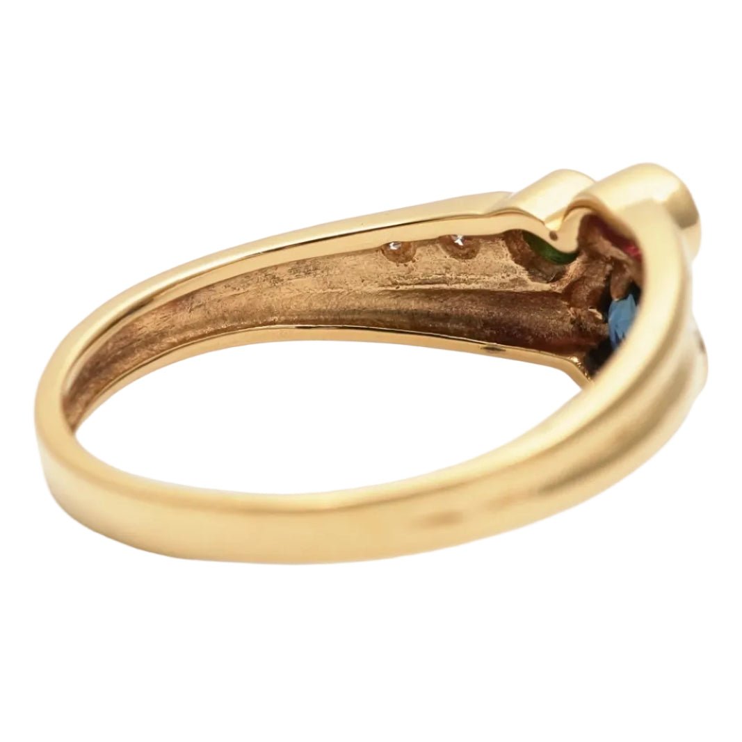 Bague en or jaune, émeraude, rubis, saphir et diamant - Castafiore