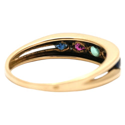 Bague en or jaune, émeraude, rubis, saphirs et diamants - Castafiore