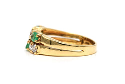 Bague en or jaune, émeraudes et diamants - Castafiore